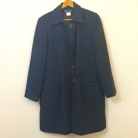 EUC harve benard by benard holtzman Charcoal Gray Wool Cashmere blend Overcoat - Picture 1 of 5